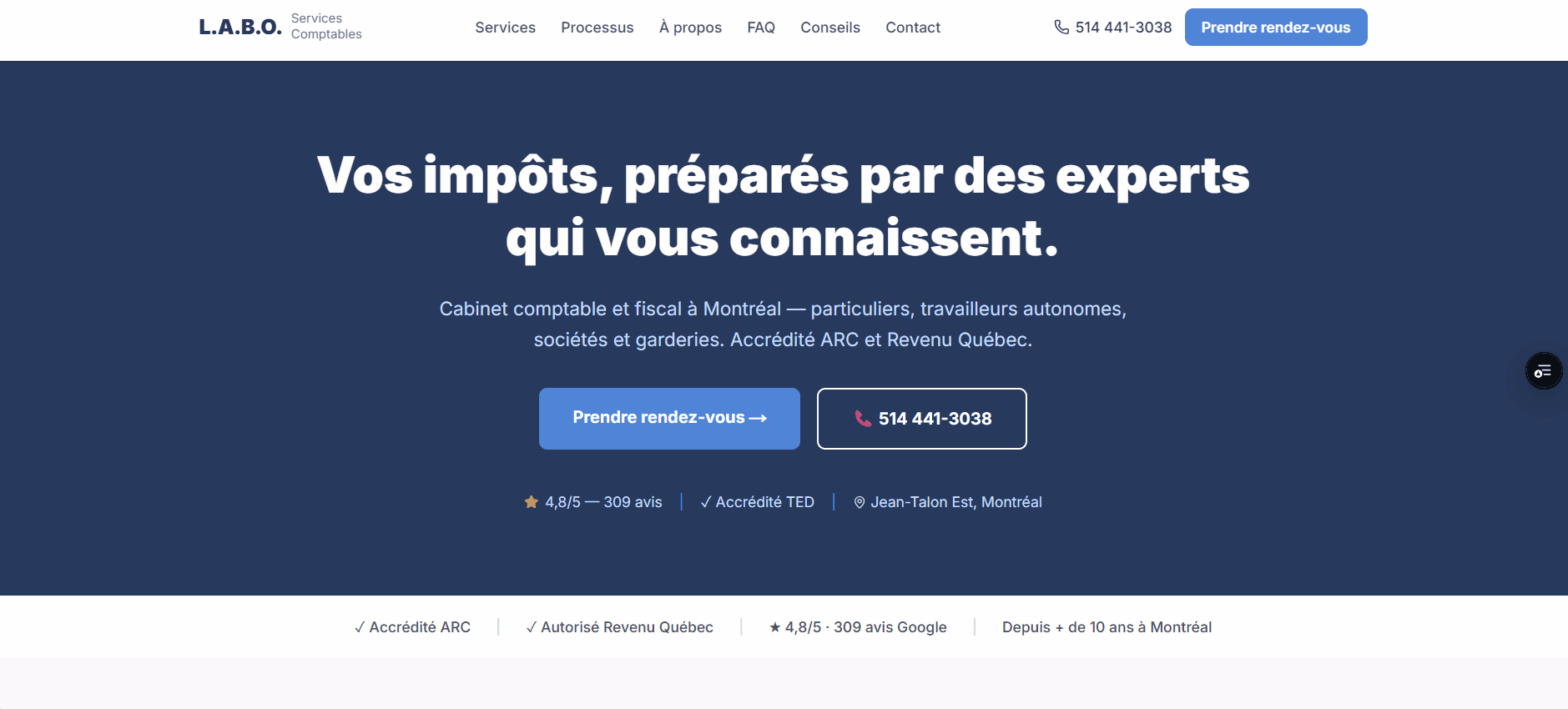 Aperçu du site Portfolio Comptable