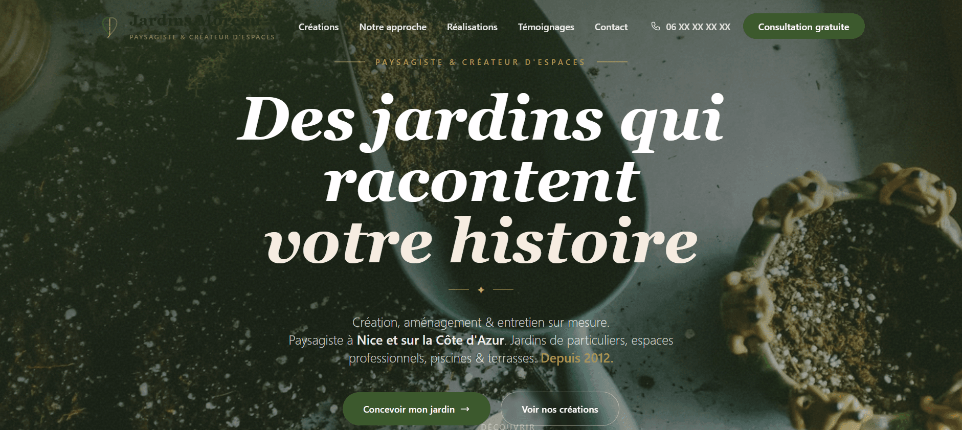 Aperçu du site Jardins Moreau