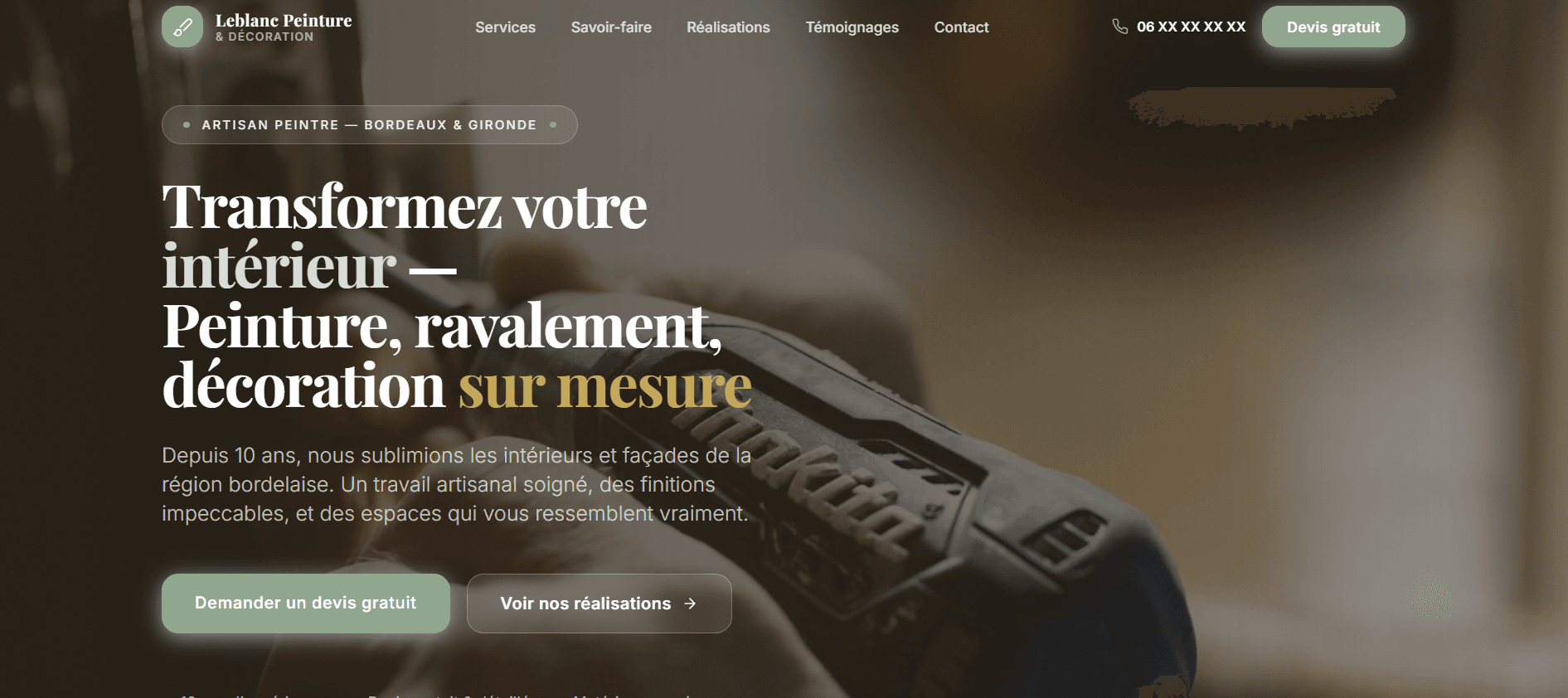 Aperçu du site Leblanc Peinture