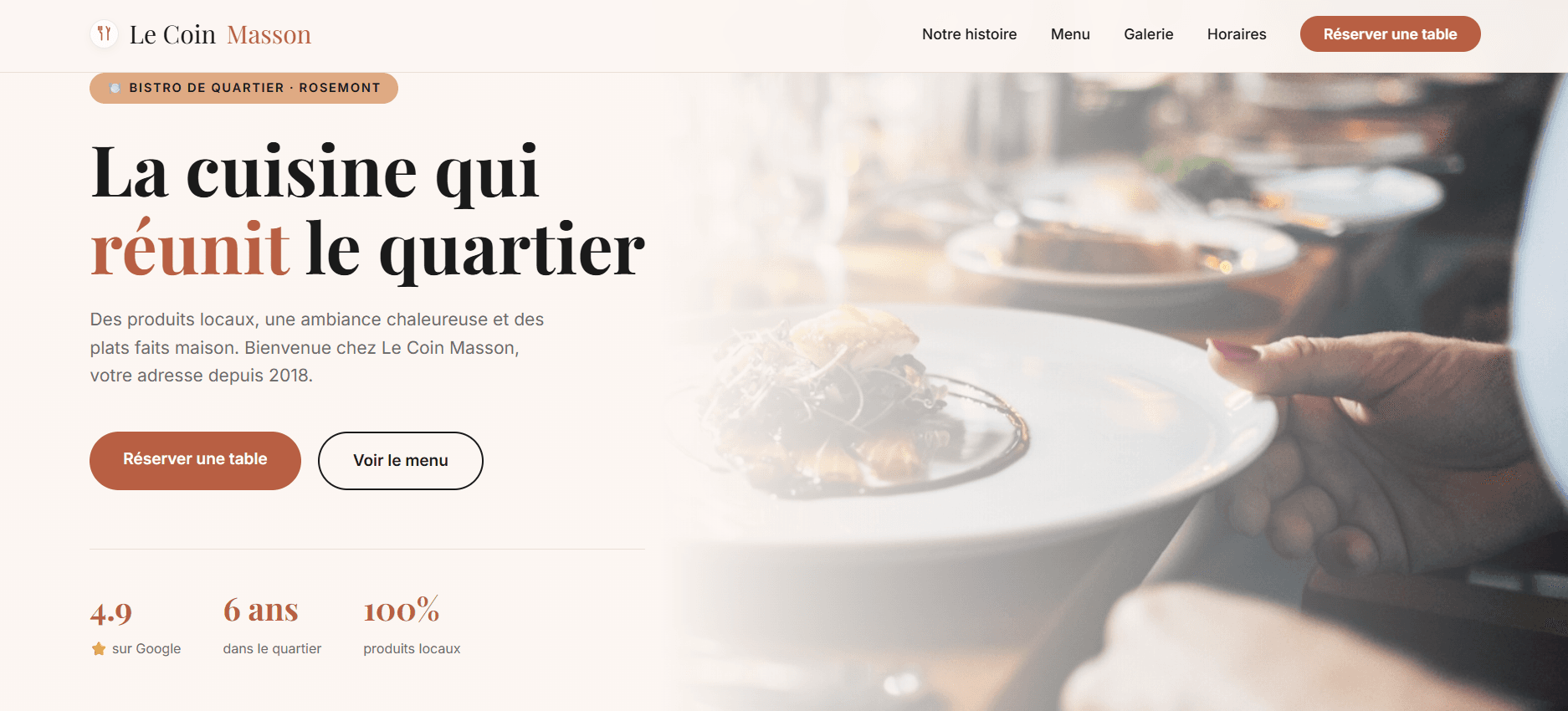 Aperçu du site Portfolio Restaurant