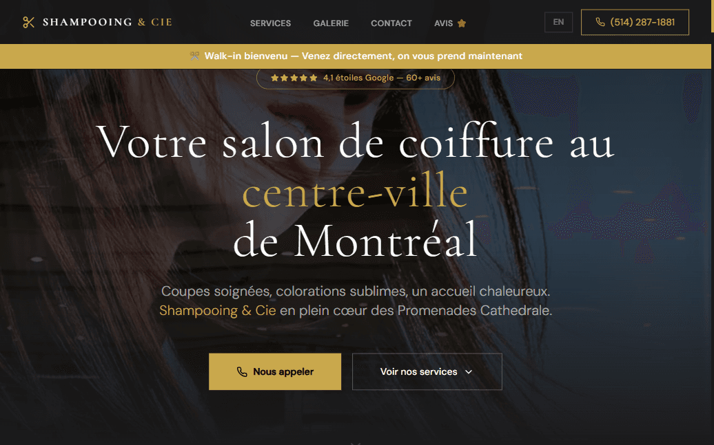 Maquette site internet coiffeur — VotreBooster Digital
