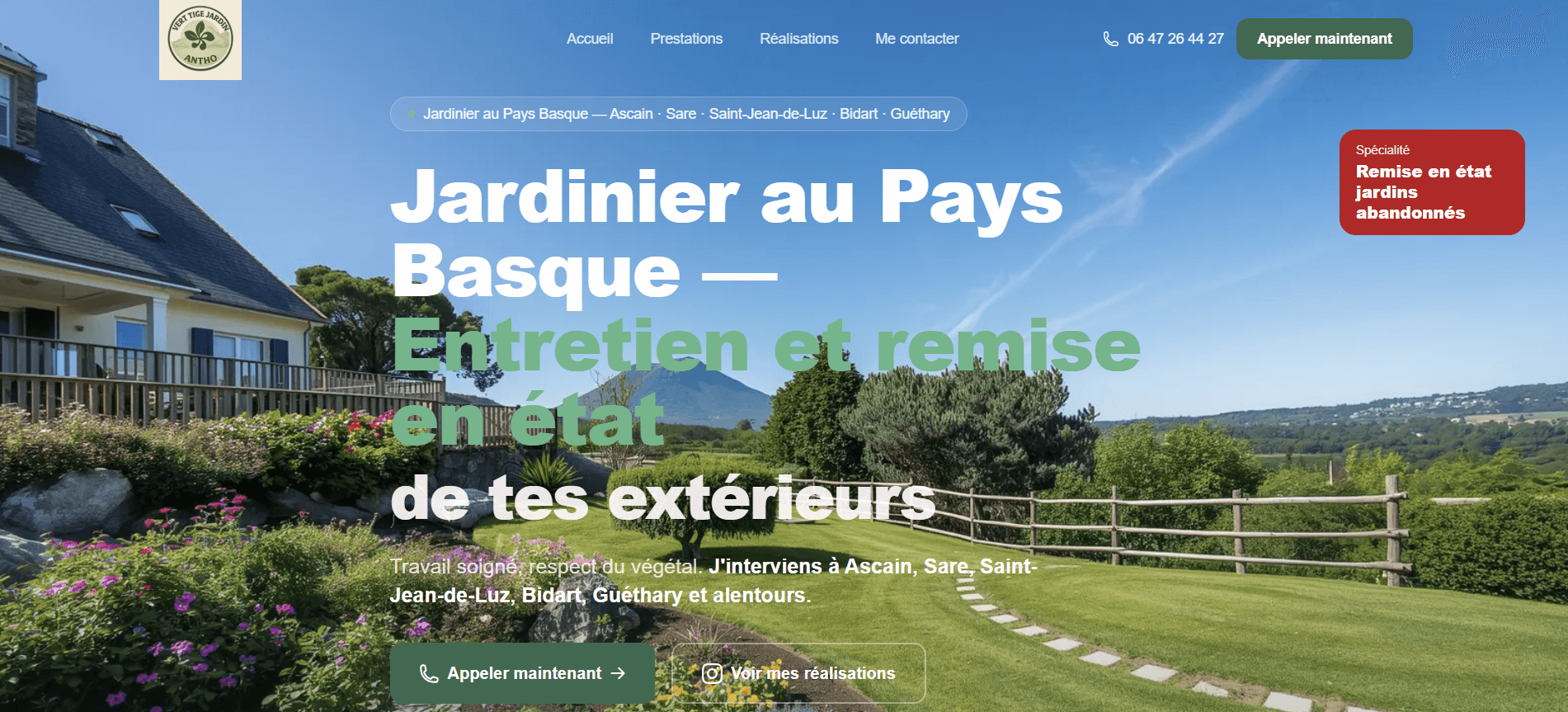 Maquette site internet jardinage · pays basque — VotreBooster Digital
