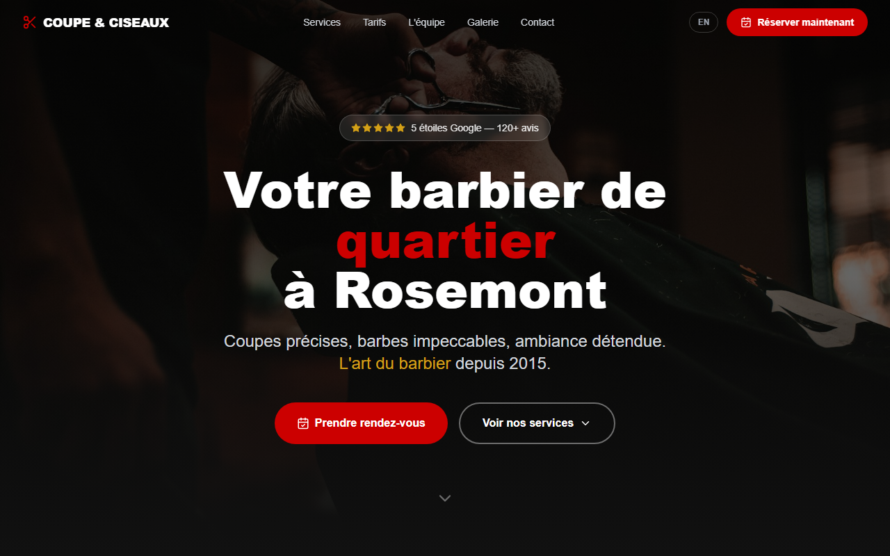 Maquette site internet salon de coiffure — VotreBooster Digital