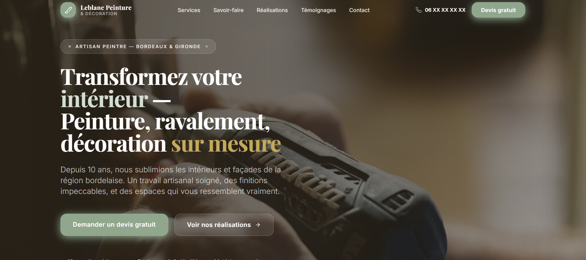 Maquette site internet peinture — VotreBooster Digital