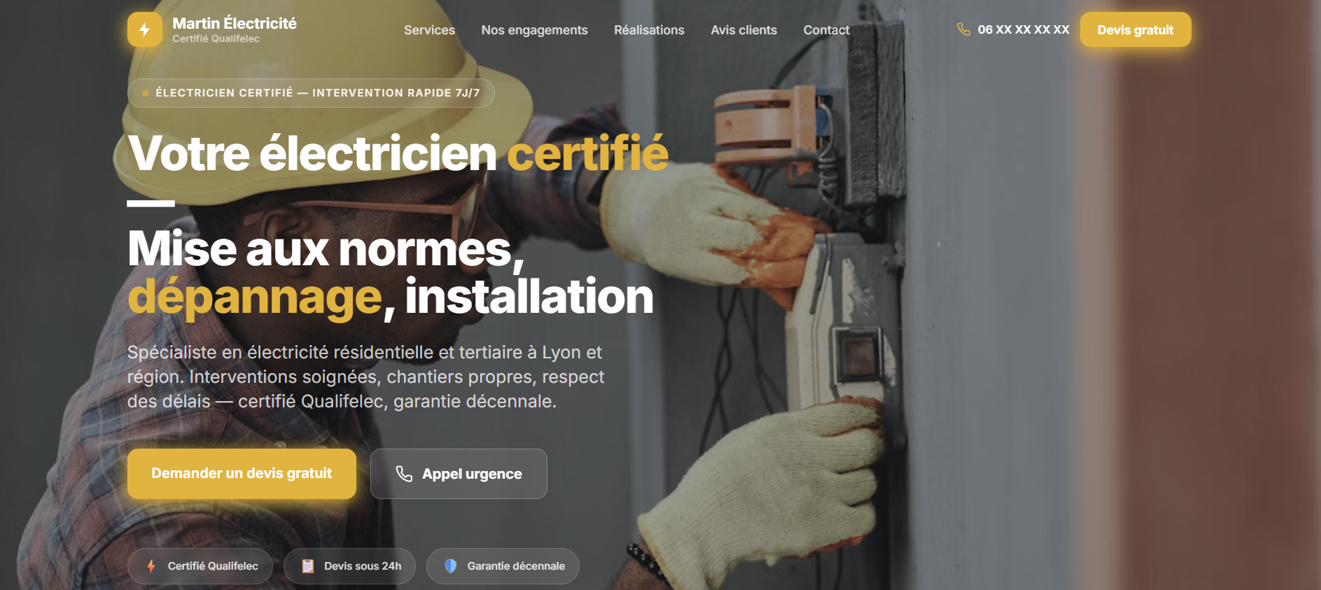 Maquette site internet électricité — VotreBooster Digital
