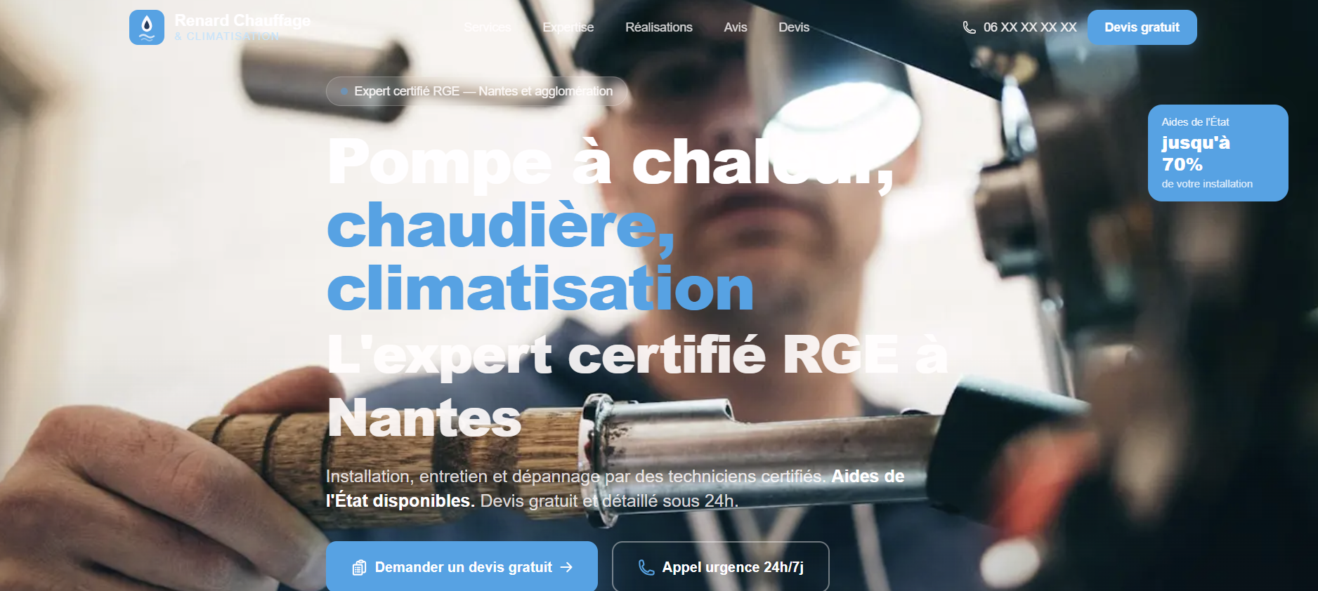 Maquette site internet chauffage — VotreBooster Digital